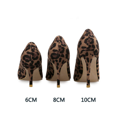 QUTAA 2020 Women Pumps Leopard PU Leather Flock Sandals Square High Heels Pointed Toe Buckle Fashion Summer Women Shoes 34-43