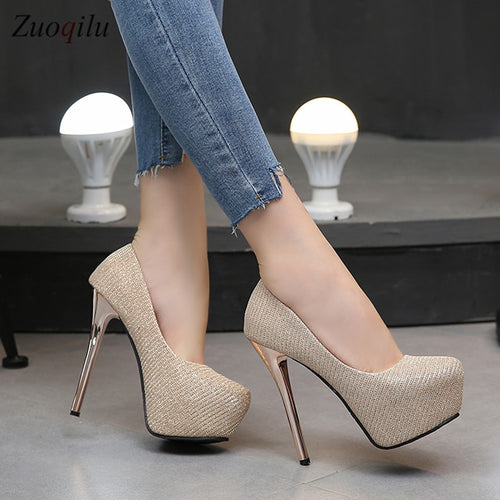 Gold High Heels platform heels shoes woman pumps women shoes high heels party wedding shoes tacones mujer tacones plataforma