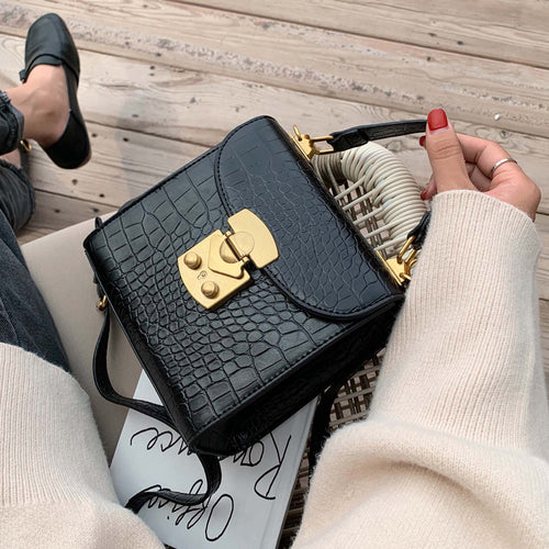 Mini Stone Pattern PU Leather Crossbody Bags For Women 2019 Lock Designer Shoulder Messenger Bag Female Travel Handbags