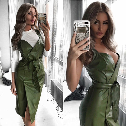 Women Vintage Front Button Sashes Party Dress Three Quarter Sleeve Turn Down Collar Solid Dress 2019 Autumn New Fashion Dress