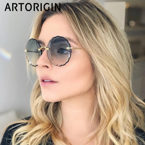 2019 Luxury Round Sunglasses Women Brand Designer Rimless Sun Glasses for Female Tint Fashion Rosie Eyewear